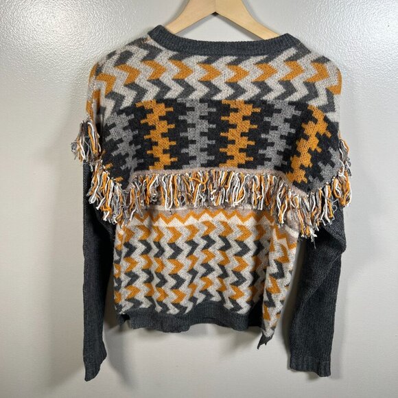 Banjo & Matilda Chevron Fringe Sweater Size XS Wool Cashmere Cozy Fall Winter - Picture 2 of 11